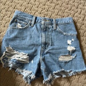 Levi's Blue Distressed Jean Shorts